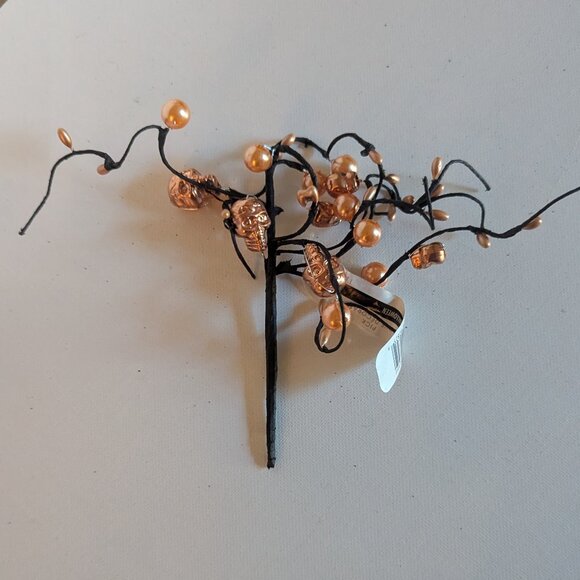 NWT 3 Goth Skulls Pearls Orange Halloween Decoration Floral Picks Ashland Decor - Picture 7 of 15